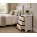 Handmade in England Manhattan 3 Drawer Wide Bedside Cabinet with Curve in White - Fully Assembled