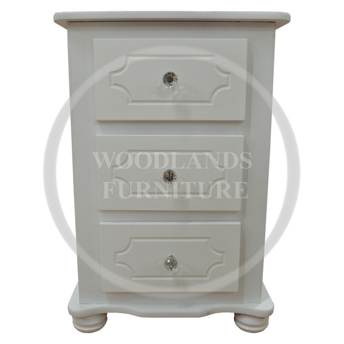 MANHATTAN 3 DRAWER BEDSIDE CABINET IN WHITE