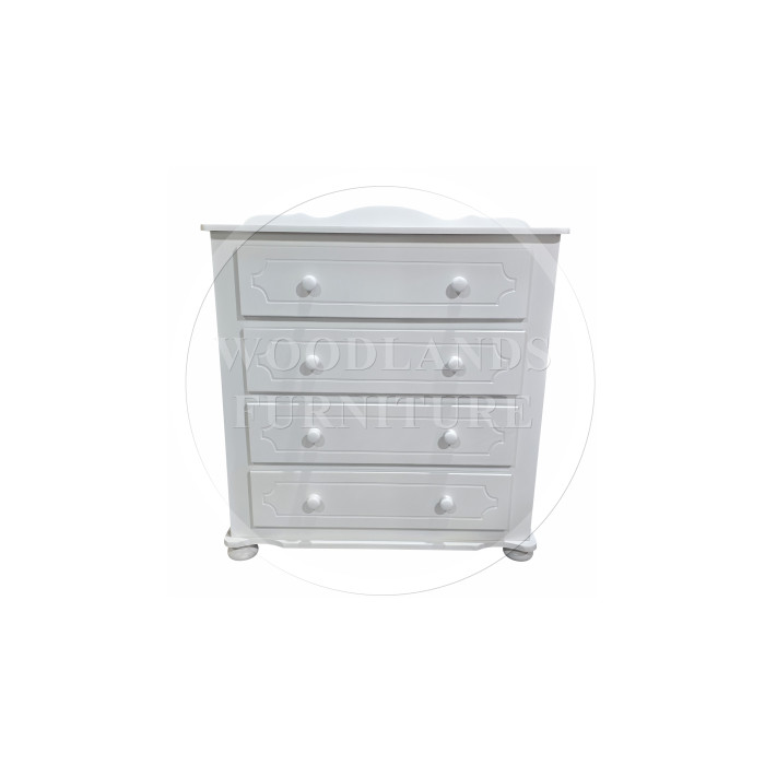 MANHATTAN 4 DRAWER CHEST CURVE AT TOP IN WHITE