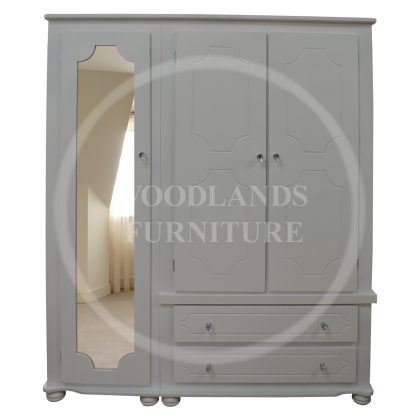Manhattan Triple Full Mirrored Shelved Wardrobe In White