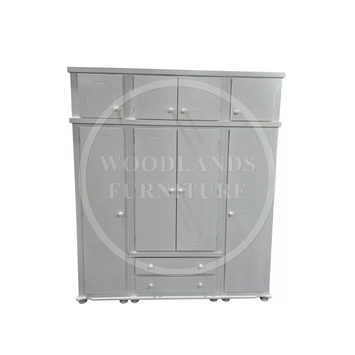 MANHATTAN 4 DOOR 2 DRAWER SHELVED WARDROBE WITH TOPBOX IN WHITE MANHATTAN 4 DOOR 2 DRAWER SHELVED WARDROBE WITH TOPBOX IN WHITE