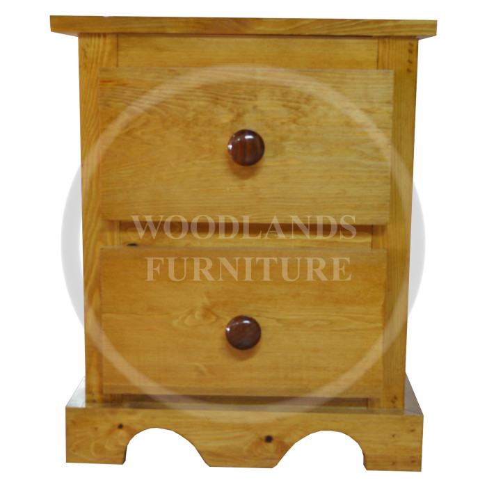 MOROCCAN SOLID PINE 2 DRAWER BEDSIDE CABINET IN LIGHT OAK WAX 