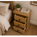 Handmade in England Moroccan Solid Pine 3 Drawr Bedside Cabinet in Light Oak Polished - Fully Assembled