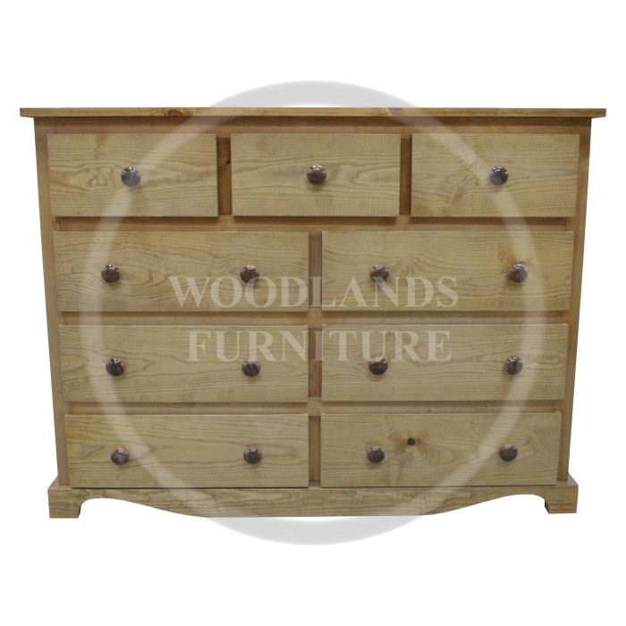 MOROCCAN SOLID PINE 3 + 6 DRAWER CHEST IN LIGHT OAK POLISHED