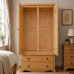 Moroccan Solid Pine 2 Drawer Wardrobe In Light Oak Wax
