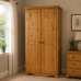Handmade in the UK Solid Pine 2 Door Full Hanging 93cm Wide Wardrobe - Moroccan Light Oak Polished (Made to Measure)