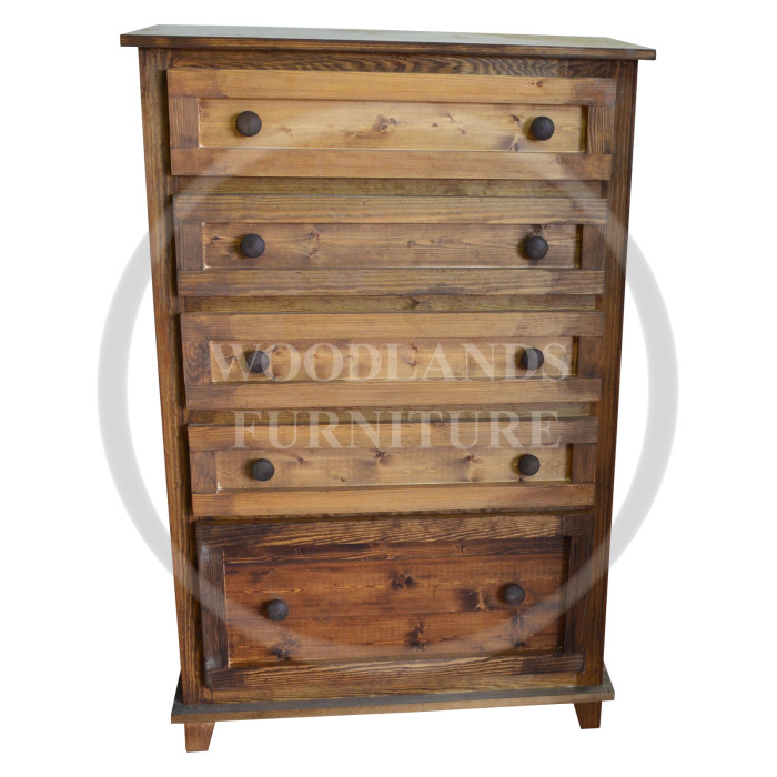 ROMAN 5 DRAWER CHEST DEEP SOLID PINE IN MEDIUM OAK WAX ROMAN 5 DRAWER CHEST DEEP SOLID PINE IN MEDIUM OAK WAX