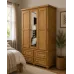 Roman Solid Pine 4 Drawer Triple Mirrored Wardrobe In Light Oak Wax