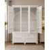 ROMAN SOLID PINE 4 DRAWER TRIPLE MIRRORED WARDROBE IN WHITE