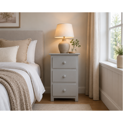 Handmade in England Shaker 3 Drawer Bedside Cabinet - Fully Assembled Handmade in England Shaker 3 Drawer Bedside Cabinet - Fully Assembled