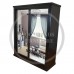 SLIDER SOLID PINE 2 DOOR DOUBLE MIRRORED WARDROBE IN BLACK