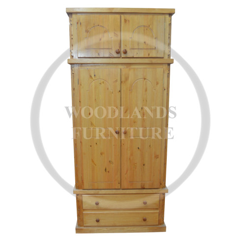 TEXAS SOLID PINE 2 DRAWER WARDROBE WITH TOPBOX IN LIGHT OAK POLISHED