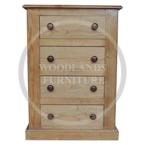 VICTORIAN SOLID PINE SLIM 4 DRAWER CHEST IN LIGHT OAK