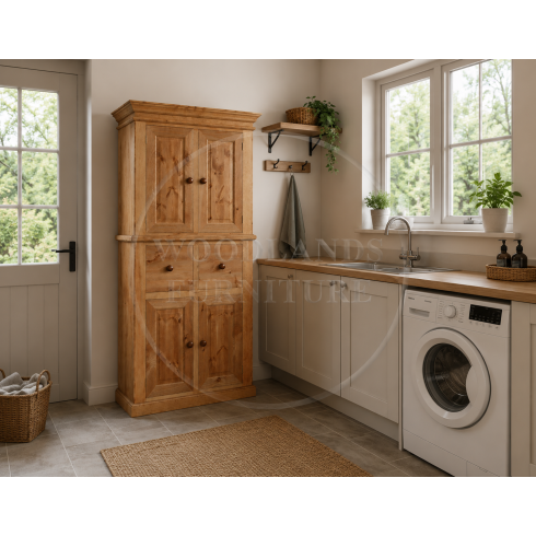 VICTORIAN SOLID PINE LARDER CUPBOARD IN LIGHT OAK