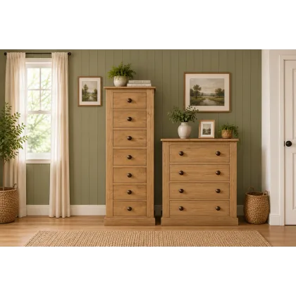 Handmade in England Victorian Solid Pine Slim Drawer Set in Light Oak