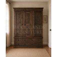 VICTORIAN SOLID PINE TRIPLE 4 DRAWER WARDROBE IN BROWN MAHOGANY WAX VICTORIAN SOLID PINE TRIPLE 4 DRAWER WARDROBE IN BROWN MAHOGANY WAX