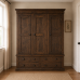 Handmade in the UK Solid Pine 3 Door 4 Drawer 159cm Wide Wardrobe - Victorian Brown Mahogany Wax (Made to Measure)