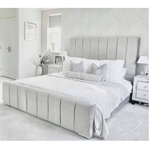 MONACCO LINED WHITE  SLEIGH BED