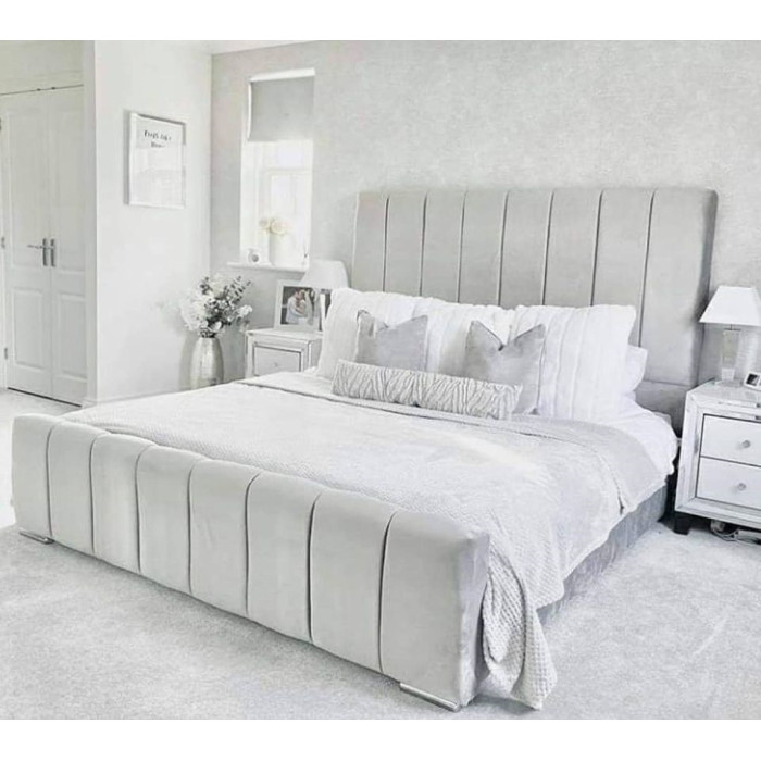MONACCO LINED WHITE  SLEIGH BED