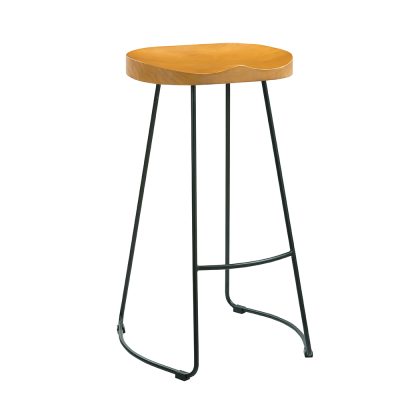 Bailey Pine Wood Seat Black Metal Leg Bar Stool Bailey Pine Wood Seat Black Metal Leg Bar Stool