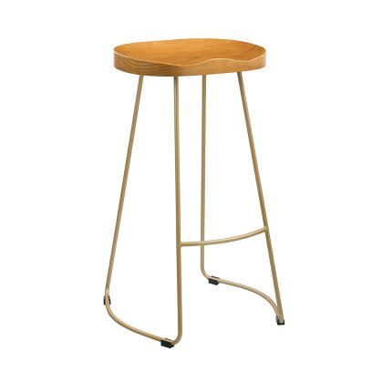 Bailey Pine Wood Seat Gold Effect Leg Bar Stool Bailey Pine Wood Seat Gold Effect Leg Bar Stool