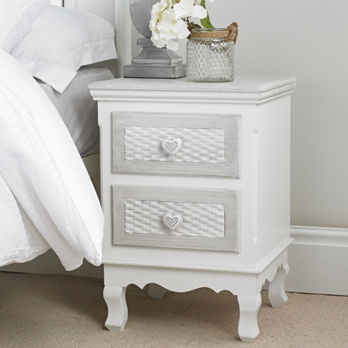 Brittany 2 Drawer Bedside White-Grey Brittany 2 Drawer Bedside White-Grey