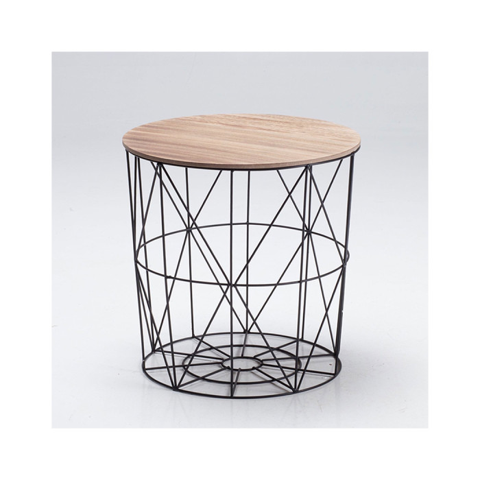 Cosmo Cage Table Black With Oak Finish Top Cosmo Cage Table Black With Oak Finish Top