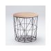 Cosmo Cage Table Black with Oak Finish Top Cosmo Cage Table Black with Oak Finish Top
