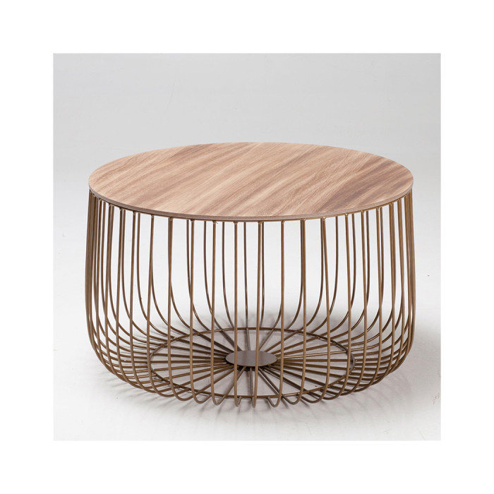 Enzo Large Cage Table Oak Top Gold Frame Enzo Large Cage Table Oak Top Gold Frame