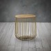 Enzo Small Cage Table Gold Frame Oak Top Enzo Small Cage Table Gold Frame Oak Top