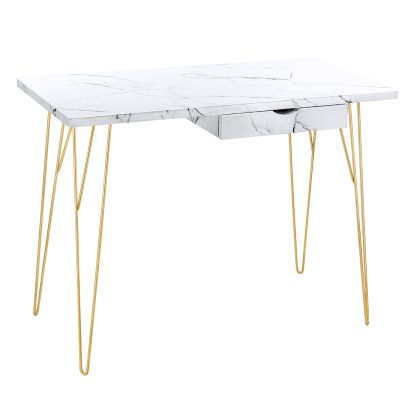 Fusion Desk White Marble