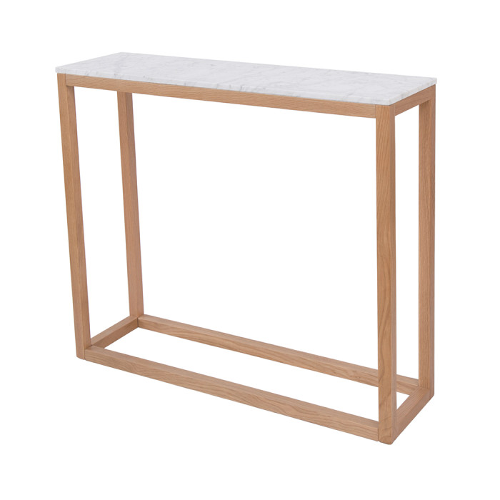 Harlow Console Table Oak-White Marble Top Harlow Console Table Oak-White Marble Top