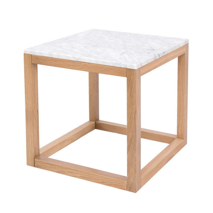 Harlow End Table Oak-White Marble Top Harlow End Table Oak-White Marble Top