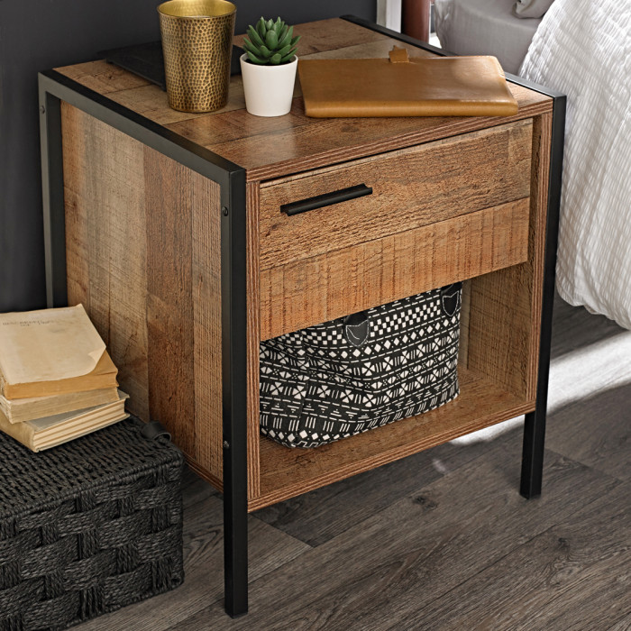 Hoxton Bedside Cabinet Distressed Oak Effect Hoxton Bedside Cabinet Distressed Oak Effect