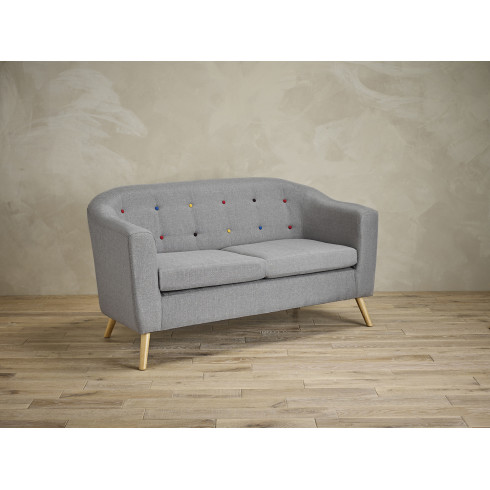 Hudson Sofa With Buttons Grey