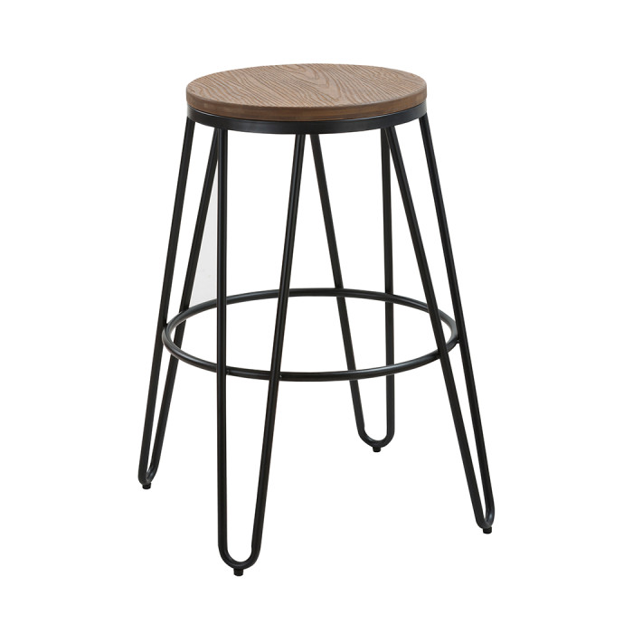 Ikon Wood Seat With Black Metal Hairpin Legs Bar Stool Ikon Wood Seat With Black Metal Hairpin Legs Bar Stool