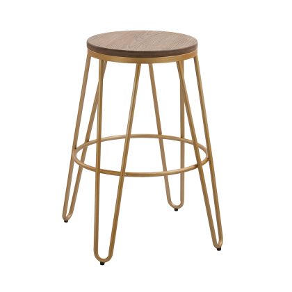 Ikon Wood Seat With Gold Effect Hairpin Legs Bar Stool Ikon Wood Seat With Gold Effect Hairpin Legs Bar Stool