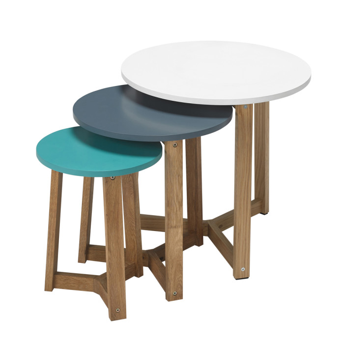 Jasper Nest Of Tables Solid Oak-Funky Coloured Tops Jasper Nest Of Tables Solid Oak-Funky Coloured Tops