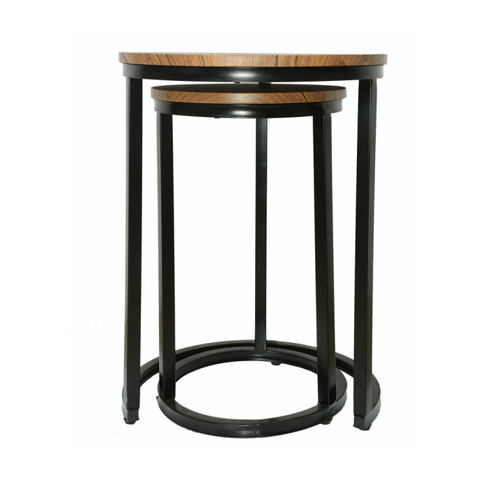 Java Nest Tables Black Frame-Distressed Tops Java Nest Tables Black Frame-Distressed Tops