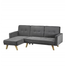 Kitson Corner Sofa Bed Silver-Grey Velvet