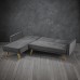 Kitson Corner Sofa Bed Silver-Grey Velvet