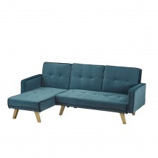 Kitson Corner Sofa Bed Teal Velvet