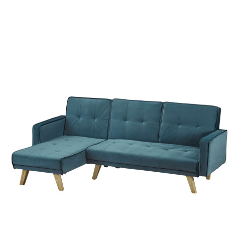 Kitson Corner Sofa Bed Teal Velvet