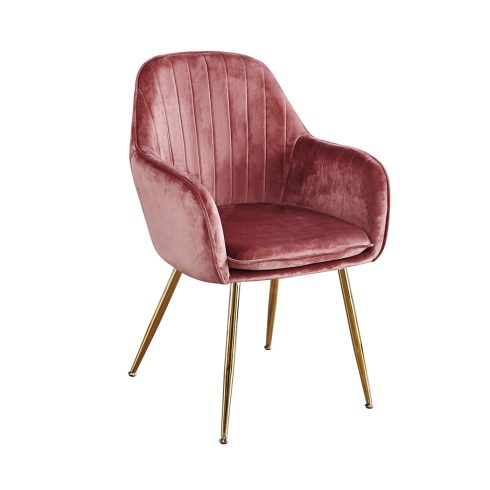 Lara Dining Chair Vintage Pink With Gold Legs (Pack Of 2)