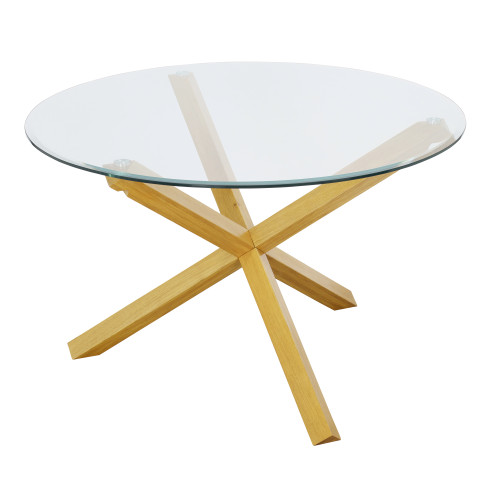 Oporto Plus Dining Table Oak With Glass Top