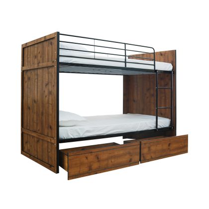 Rocco Bunk With Drawers Vintage Oak With Black Frame