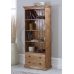 Handmade in England Crown Solid Pine 3 Shelved 2 Drawer Bookcase in Light Oak Wax