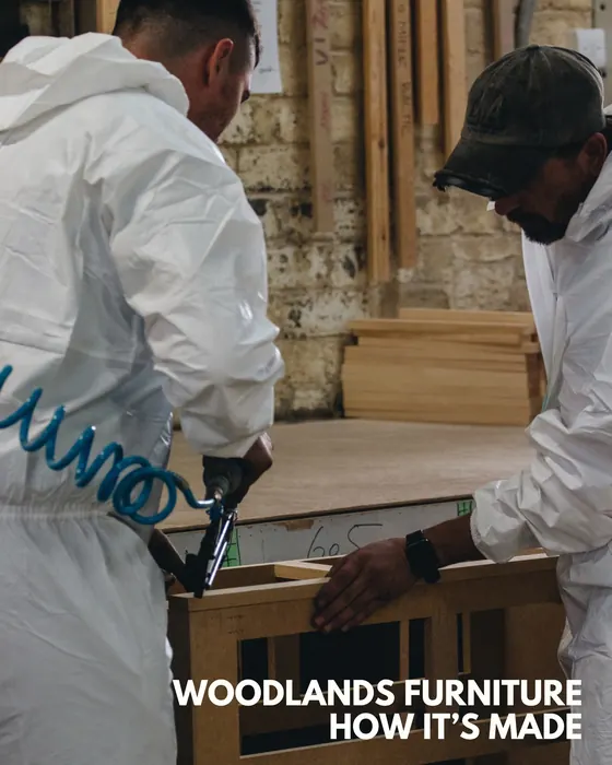 Woodlands Furniture team assembling a cabinet in the English factory